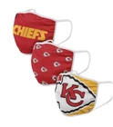 New Nfl Kansas City Chiefs Foco Face Masks Adult 3-PACK (washable & Reusable). Price: $9.50.