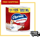 Charmin Ultra Strong Clean Touch Toilet Paper, 18 Family Mega Xl ROLLS=126 New. Price: $54.99.