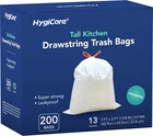 13 Gallon Tall Kichen Trash Bags, Unscented 200 Count Drawstring Garbage P New. Price: $46.14.