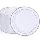 100PCS White Plastic Plates, Inch Disposable Dinner Party With Silve... New. Price: $49.50.