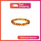 Baltic Amber Bracelet For Adults Made On Elastic Band- Natural From New. Price: $25.17.