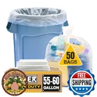 55 Gal Clear Trash Bags 50 Packs Ties Large Plastic Recycling Garbage New. Price: $68.85.