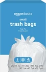 Amazon Basics 4 Gallon Trash Bags, Flap Ties, Fresh Scent, 80 Count, Pack Of 1 New. Price: $15.91.