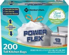 Members Mark Power Flex Tall Kitchen Drawstring Trash Bags (13 Gal, 200 Ct.) New. Price: $83.24.