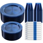 Dinnerware Set 350 Pieces Cobalt Blue Glitter Guest Party ET31 Led Dayammi New. Price: $89.99.