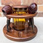 Dr Grabow Vtg Wood Stand Set - 2 Briar + Original Glass Jar W/ Lid Used. Price: $79.00.