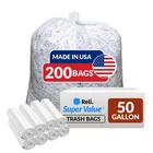 Reli. Premium 50 Gallon Trash Bags Count 1 (pack Of 200), Clear New. Price: $83.90.
