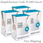 Simplehuman Code Custom Fit Liners, Trash Bags, 45-50 Liter / 11.9-13.2 Gallon New. Price: $119.99.