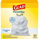 Glad Forceflex Tall Kitchen Drawstring Trash Bags, 13 Gal, Fragrance Free, 80... New. Price: $31.67.