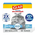 Glad Forceflex Maxstrength Xl Kitchen Trash Bags, 20 Gal, Fresh Clean, 80 Ct (pa New. Price: $45.12.