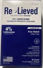 6 Relieved Max Strength Pain Patch 4% Lidocaine, Odor Free, Exp 11/2028 New. Price: $18.95.
