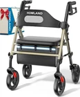 Walker Rollator 8 Wheels 350 Lb Capacity Adjustable Champagne Gold Foldable New. Price: $129.99.