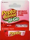 Pepto Bismol To-go 5 Symptom Digestive Relief Cherry Chewable Tablets 12 Count New. Price: $13.22.