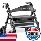 Homland Rollator Walker For Seniors Seat Foldable Lightweight Aluminum Rolling New. Price: $201.71.