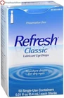 Refresh Classic Preservative Free Drops 50 X 0.01 Fl Oz Single Use Containers New. Price: $28.16.