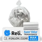 Clear 4 Gallon Trash Bags 2000 Count Bulk Kitchen Bathroom Waste New. Price: $68.69.