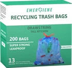 Emergiene 13 Gallon Recycling Trash Bags, 200 Count Drawstring Tall Kitchen G... New. Price: $54.98.