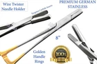 German Premium Tc Wire Twister Needle Holder W/ Gold Rings 8" Surgical Tool New. Price: $22.99.