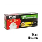 Pami 13 Gal Tall Kitchen Trash Bags Drawstring Extra Strong White 14 Count New. Price: $10.91.