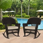 Jeco Rocker Wicker / Rattan Chair In Espresso With Cushion (set Of 2) New. Price: $368.99.