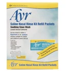 Ayr Saline Nasal Rinse Kit Refill Packets, 100 Count New. Price: $16.99.