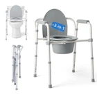 Medline Dark Gray 3-IN-1 Folding Commode With Elongated Seat, Microban Treate... New. Price: $74.52.