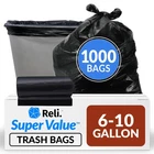 Reli. 6-10 Gallon Trash Bags 1000 Black Bathroom Strong Garbage New. Price: $58.17.