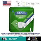 Fitright Extended Wear Overnight Adult Briefs With Tabs MTB80500Z Large 41"-59" New. Price: $34.99.