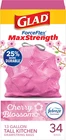 Glad Forceflex Maxstrength Tall Kitchen Trash Bags, 13 Gal, Cherry Blossom, 34 New. Price: $15.30.