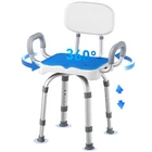 Shower Chair 550 Lbs Heavy Duty Swivel Arms Back Adjustable White Blue Led Stall New. Price: $154.99.