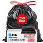 30 Gallon Trash Bags Drawstring 250 Count Bulk Black Garbage ... New. Price: $78.89.