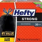 Hefty Strong Multipurpose Large Black Trash Bags - 30 Gallon, 74 Count New. Price: $28.35.
