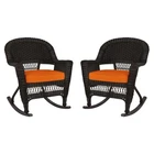 Jeco Rocker Wicker Chair In Espresso With Orange Cushion (set Of 2) New. Price: $375.99.