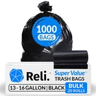 Reli. 13 Gallon Trash Bags Black (1000 Count Bulk) Tall Kitchen Garbage New. Price: $63.53.