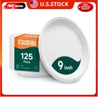 Stack Man 125PACK 9" Compostable Paper Plates, Heavyduty Sugarcane, Pfasfree New. Price: $32.76.