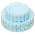 Liyh 60 Pcs Baby Blue Plastic Plates With Gold Edge - Disposable Light P... New. Price: $38.00.