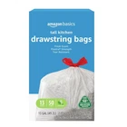 Amazon Basics 13 Gallon Tall Kitchen Drawstring Count (pack Of 50), White New. Price: $20.90.