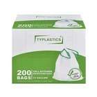 Typlastics Tall Kitchen Drawstring Trash Bags 13 Gallon 200 Count New. Price: $64.42.