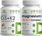 Deal Supplement Vitamin D3 10,000IU + K2 200MCG Softgels & Magnesium Complex... New. Price: $96.99.