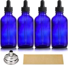 Aozita Pack, 4OZ Blue Glass Dropper Bottles With 1 Funnel & Lables - New. Price: $16.43.