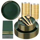Disposable Dinnerware Set 350PCS Green Gold Guests Party Wedding EJ00 Noccur New. Price: $104.99.