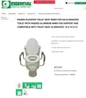 Essential Medical B5083-1 Toilet Seat Riser With Arms-elongated Bowl 3.5" New. Price: $40.00.