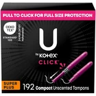 By Kotex Click Compact Tampons, Super Plus, Unscented, 192 Count (6X32) New. Price: $93.57.