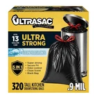 Ultrasac 13 Gallon 0.9 Mil Black Clean Scent Drawstring Tall Kitchen Trash Bags New. Price: $106.44.