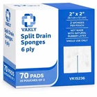 Vakly Split Drain Sponge Gauze Sterile 6 Ply Pads Pack Of 70 2X2, White New. Price: $12.36.