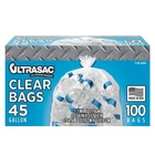 Ultrasac - Recycling Bag, 45 Gallon, 1.1 Mil, 40"X46", Clear, 100 Count W/ties New. Price: $46.23.