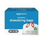 Amazon Basics 13 Gallon Tall Kitchen Drawstring Count (pack Of 120), White New. Price: $26.68.