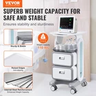 3 Tiers Lab Carts, Utility With 2 Drawers & 1 Top Tray, White New. Price: $265.31.