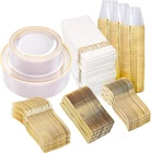 I00000 50 Guests Clear Gold Plastic Plates, Disposable Dinnerware Set In... New. Price: $65.10.