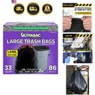 Heavy Duty Trash Bags 33 Gallon Large Black Drawstring 86 Pack New. Price: $48.94.